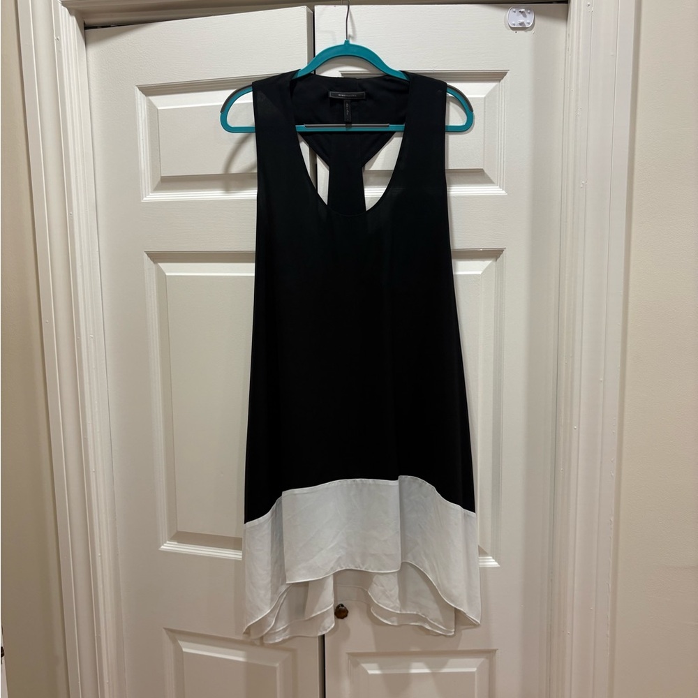 BCBGMaxAzria Black and White Layered Racerback Tunic